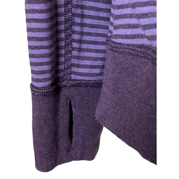 Lululemon Reversible Pullover Long Sleeve Purple Stripe In A Cinch Cowl Neck Sz4 - Picture 7 of 10